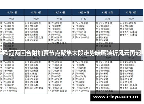 欧冠两回合附加赛节点聚焦末段走势暗藏转折风云再起